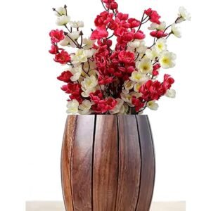 The Heaven Essentials Wooden Round Vase Flower Pot Flower Baskit For Corner Home Decor Vase Big Size For Floor Decorative Item