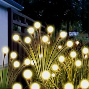 BRITSPEAR Solar Light Garden Waterproof Outdoor Swaying by Wind Firefly LED for Patio Yard Farmhouse Home Decor Light (Farmhouse, 1)