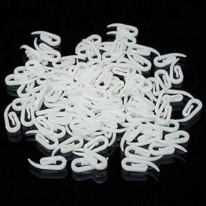 MHS Curtain Hooks for M Track, White Nylon Plastic, Rust-Free, Pack of 100 PCS - Durable