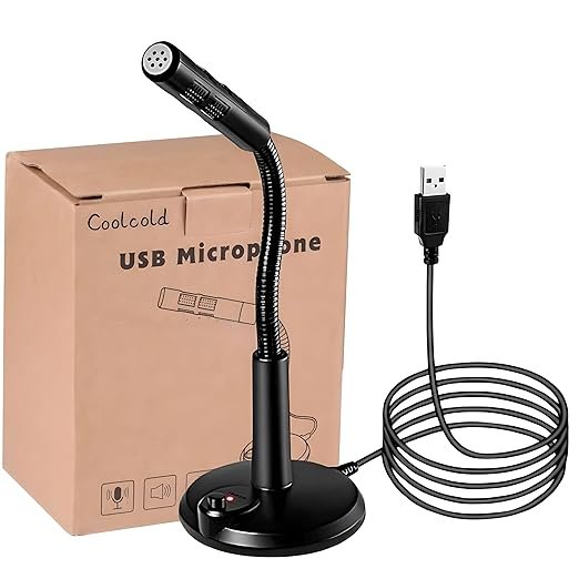 COOLCOLD USB Microphone – Plug & Play Noise Cancelling Mic for PC, Laptop & Mac – Professional Desktop Microphone for Gaming, Streaming, Podcasting, Video Calls – Compatible with Windows & MacOS