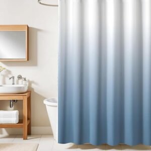 HOMETHREADS Embrace Luxury with Our 6-Feet Long Premium Polyester Shower Curtain with 12 Hooks for a Lavish Bathroom Ambiance Blackout | Stylish, Splendid, and Perfectly Sized (Blue, 180x180cm)