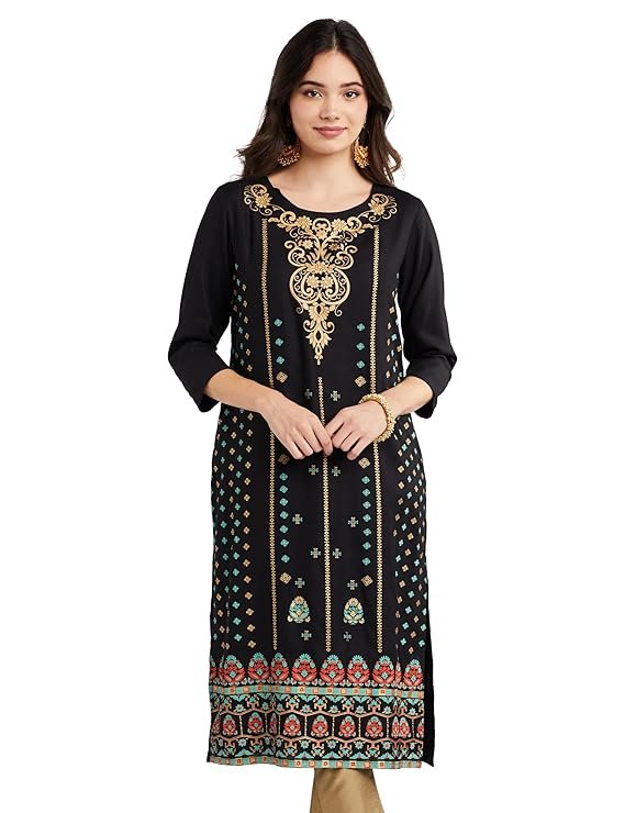 Amazon Brand - Myx Women's Rayon Regular Fit Casual Kurta