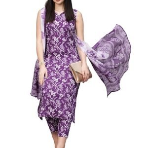 GoSriKi Women's Rayon Blend Straight Printed Kurta with Pant & Dupatta