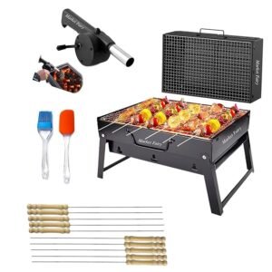 Market Fairy-Portable Barbecue Grill Folding BBQ Grill, 【5 Combo】:【12-Stick】2-Spatula, 1-BBQ, 1-blower, 1- Silicon Pot Outdoor Grill Tools【Barbecue set】 (New-Barbecue set)