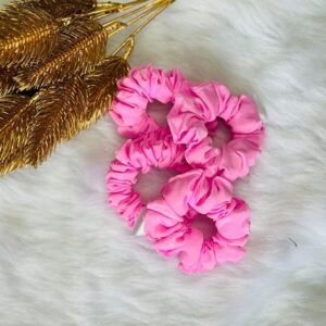 Pink Satin Scrunchie Regular Size | Hair Ties| Hair Accessories for women| Pack of 2