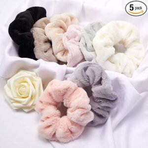 5 Pcs Microfiber Hair Towel Scrunchie - Ultra Soft Large for Women and Girls | Thick Hair Drying | Microfiber Towels