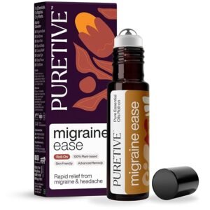 PURETIVE Headache Relief Roll-On | Fast Migraine Relief | Sinus & Headache | 100% Pure Essential Oils | Natural Liquid Balm with Metal Roller | Skin-Friendly | 10ml (Pack of 1)