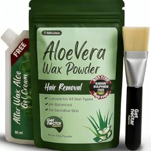 Get Nectar Happiness Herbal Wax Powder For Women and Men | Instant Hair Removal | Painless & Quick, BAS-Free, pH-Balanced | No Smell | Safe for Bikini, Face & Body | No Side Effects | Unisex | Free After Wax Aloe Vera Gel 160g (100g + 60g)