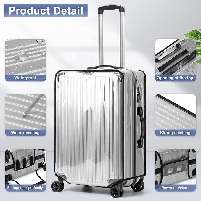 LIGHTNIING HAMMERZ Transparent Luggage Cover | Clear PVC Suitcase Protective Case | Waterproof Travel Bag Trolley Cover | (26 Inches)