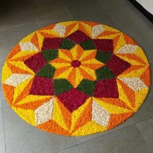 ARBON Super Soft Microfiber Rangoli Door Mat for Home, Temple, Festival Rangoli Mat, Multicolor Pooja Mat, Diwali, Living Room, Kitchen, Traditional Modern Entrance Door Mat (24x24 Inch) Design02