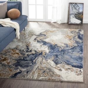 ishro home 3 x 5 Feet Carpet Rug Runner for Bedroom Living Area Marbles Rectangular 5' x 3'