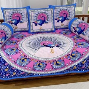 RajasthaniKart Classic 6 Piece 144 TC Cotton Diwan Set - Abstract, Multicolour