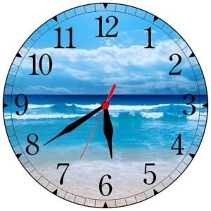 Proxoto Lake Print Analog Round Shape Clock, MDF Wooden, Wall Mount Clock, Open Wall Clock (Without Glass) for Office, Home & Gift Purpose | Dimension � (12 x 12 Inch)