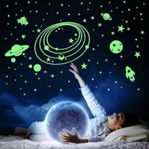DreamKraft Glow in The Dark Space Elements Stickers - 146 Radium Vinyl Decorative Cute Glowing Stickers-Self-Adhesive