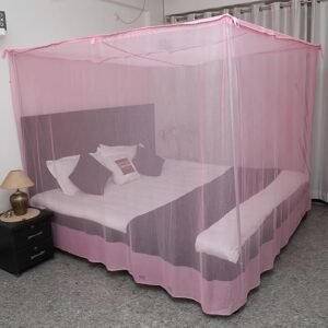 EMBOSSED Mosquito Net for Bed Heavy Quality HDPE NET King Size Queen Size Premium Machardani I Strong and Durable I Protection for Baby Insect Protection Net(Pink, 5 x 7)