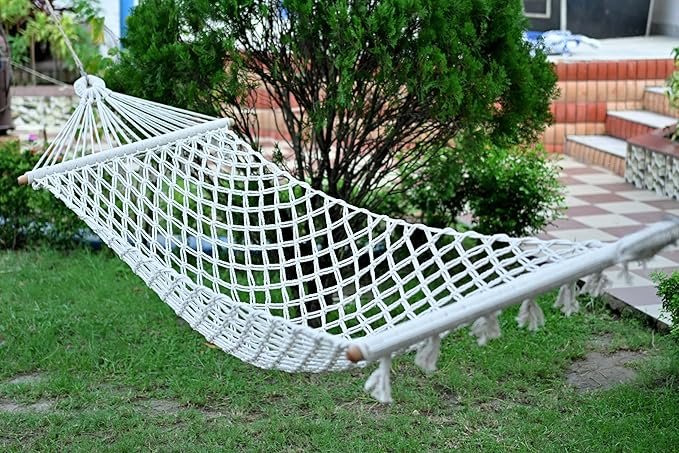 Dipa Handicraft Cotton Rope Hammock, 7 Feet Sleeping Area | 120 kg Weight Capacity | Hammock Swing for Adults & Kids | Swing for Indoor Outdoor | Durable Portable Jhula