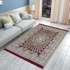 Furnishing Hut Designer Superfine Cotton Carpet 150x210 cm or 5x7 ft | Carpet for Living Room/Area Rug/Darrie with Washable & Durable Fabric/Carpet | Bedroom Runner Reactangular (Maroon)