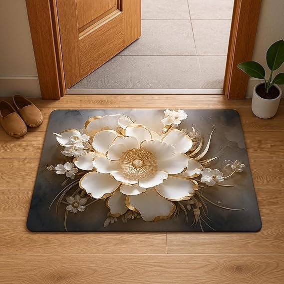 HomeStrap 3D Print Anti Skid Floor Mat for Home | Water Absorbent Mat for Bathroom, Bedroom, Entryway & Balcony | Soft, Odour-Free & Easy to Clean Floor Mat - Grey
