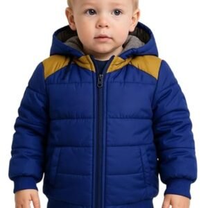 Krystle Baby Boy & Girl Woolen Jacket – Quilted Warm Hooded (Blue,Multisize)