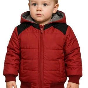Krystle Baby Hooded Winter Jacket – Woolen & Padded for Warmth (Special for Winter) (Red,Multisize)