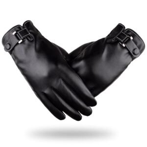 PROBEROS® Winter Gloves for Men, PU Leather Fleece Warm Lining Gloves for Riding, Touch Screen Winter Gloves Fashion Winter Leather Gloves for Men Driving Gloves for Men
