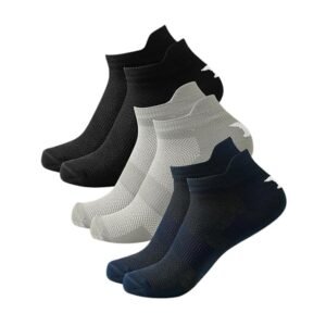 JEMOX Men's Ankle Length Cushioned Sports Socks | Breathable Fabric | Moisture Wicking | Anti-Blister Comfort | Gym, Running, Walking(IN, Alpha, Free Size, 3, Multi)