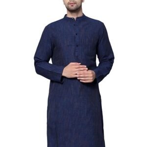 LATEST CHIKAN Men's Cotton Regular Textured Long Kurta Full Sleeves - Casual Ethnic Wear