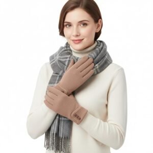 Tomorrow Women Cute design Plush Fur Cuff Winter Gloves Warm Windproof Cold Resistant Warm Snuggle Season Gloves: Cozy Comfort, Touchscreen Magic (Winter's Luxe Essential)