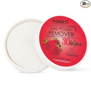 INSIGHT Nail Polish Remover Wipes Strawberry (30 Wipes) – Vitamin E Enriched, Hydrates Nails & Moisturizes Cuticles, Travel-Friendly & Easy to Use