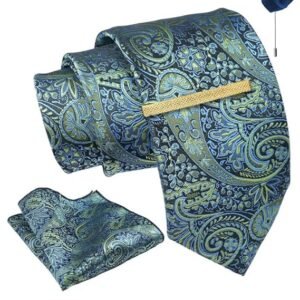 Axlon Tie for Men – Micro Silk Neck Ties Set with Cufflinks Flower Pin, Pocket Square & Black Gift Box, Combo Necktie Sets for Office Wear, Formal Suits & Weddings (0, AXPL)