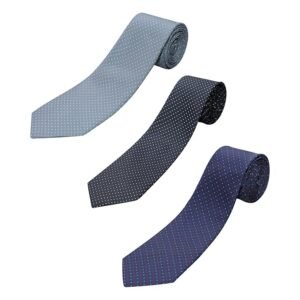 fashionbro Men's/Boys NECKTIE Micro Fibre Polka Print Combo of 3 (Grey, Black and Dark Blue) Dotted