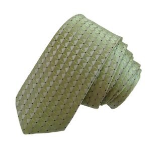 Justin dustin Men's Geometric Pattern Microfiber Tie, Sage Green with Diamond Grid Design