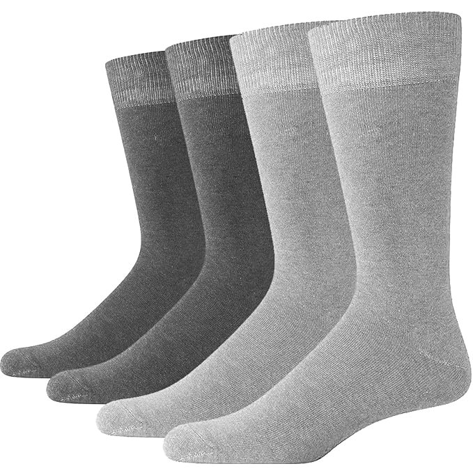 ENCIGER Men's Cotton Dress Socks Pack of 4 - Soft, Breathable, Anti-Odour Casual Socks for Office, Gym Wear