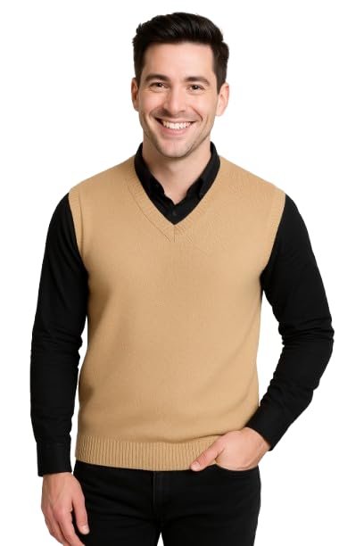 URBANROCK Mens Woolen V-Neck Sleeveless Sweaters for Winter wear