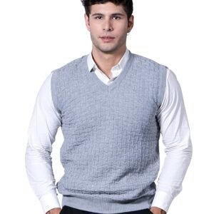 Men Woolen V-Neck Solid Plain Design Sleeveless Pullover Heavy Rainbow Fabric Winter Wear Pure Wool Cardigan for Men Fully Warm Pullover Free Sizes