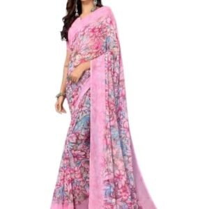 Women's Georgette Printed Saree with Unstitched Blouse Piece