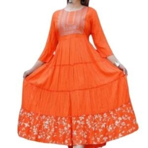 Asha Prints Women's Rayon Printed Anarkali Kurti