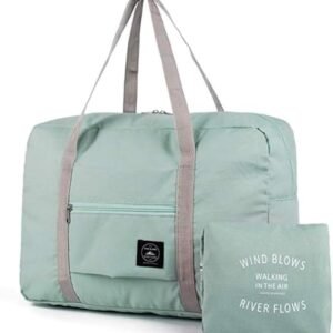 Travel Foldable Nylon Duffle Tote Bag Portable Waterproof Handbag Folding Sport Weekend Shopping Luggage Bag Gym Sports Bag for Women Girl 32 L