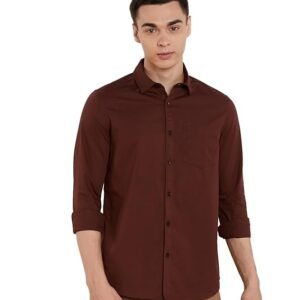 Amazon Brand - Symbol Men's Solid Slim Fit Cotton Casual Shirt | Plain | Full Sleeve | Summer (Available in Plus Sizes)