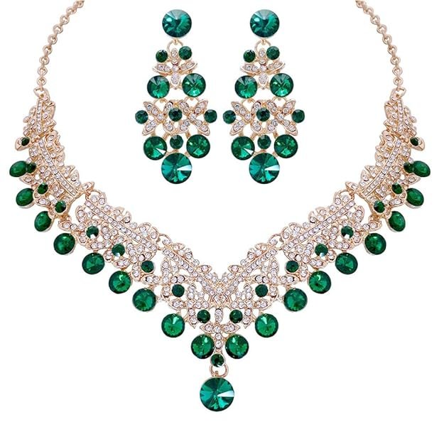 Shining Diva Fashion Latest Stylish Design Fancy Wedding Party Crystal Diamonds Necklace Jewellery Set for Women