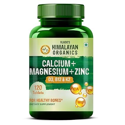 Himalayan Organics Calcium Magnesium Zinc Vitamin D3 & B12-120 Vegetarian Tablets