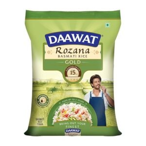 Daawat Rozana Gold Basmati Rice 5Kg| For Everyday Consumption| Cooked Grain Upto 15mm*| Naturally Aged