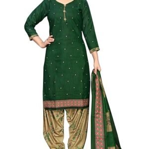 Rajnandini Women Green Cotton Printed Ready To Wear Patiala Salwar Suit (Readymade_Rw4147-P)