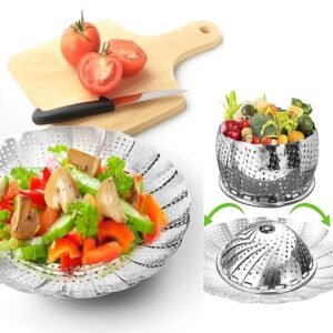 DDN_R_ Vegetable Steamer for Cooking || Steamer For Kitchen || Basket Stainless Steel Vegetable/Fruits/Salad/Steaming with Insert for Pots, Crock, Pans Food Drain Bowl (medium)