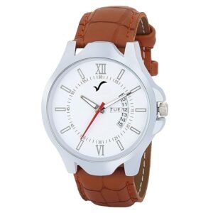 WRIGHTRACK Analogue Men's Watch (White Dial Brown Colored Strap)