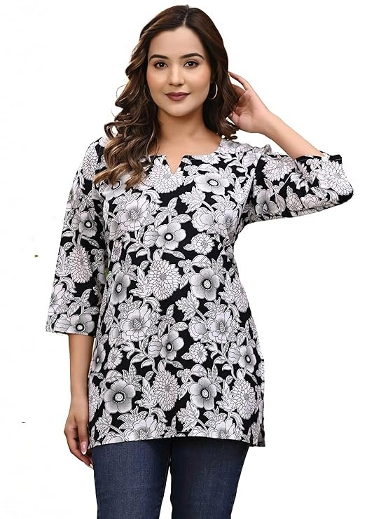 EthnoGlam’s Multi-color Cotton Anarkali Kurta: Printed Straight Kurti/Top Pattern, V-neck || Kurti, Kurta, Dress or Gown For Teenage Girls & Women (K89+K90+K91)