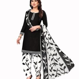 Yashika Women's Crepe Printed Unstitched Salwar Suit Dress Material With Dupatta(NEW-EKANI BLACK)