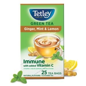 Tetley Green Tea Bags, Ginger Mint Lemon, 25 Tea Bags